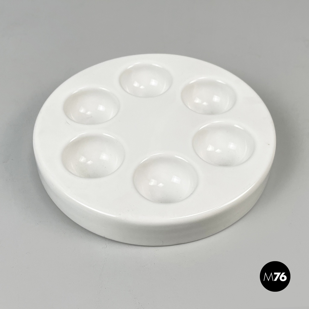 Italian mid-century modern white egg cup by Mangiarotti Fratelli Brambilla 1970s