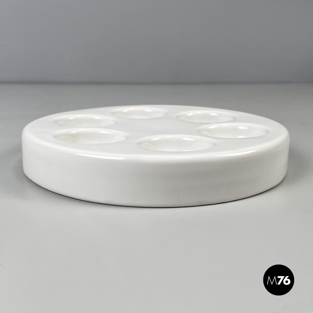 Italian mid-century modern white egg cup by Mangiarotti Fratelli Brambilla 1970s