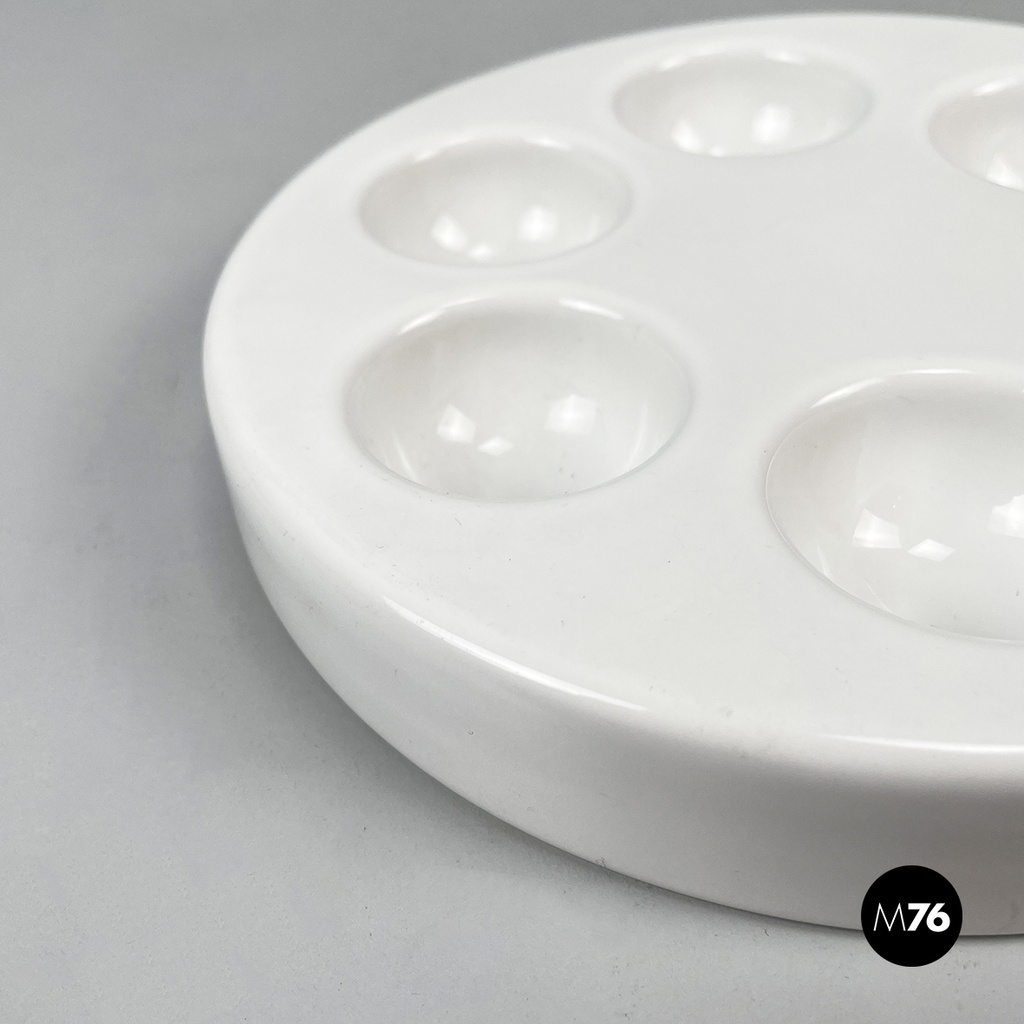 Italian mid-century modern white egg cup by Mangiarotti Fratelli Brambilla 1970s