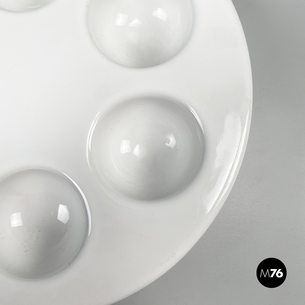 Italian mid-century modern white egg cup by Mangiarotti Fratelli Brambilla 1970s