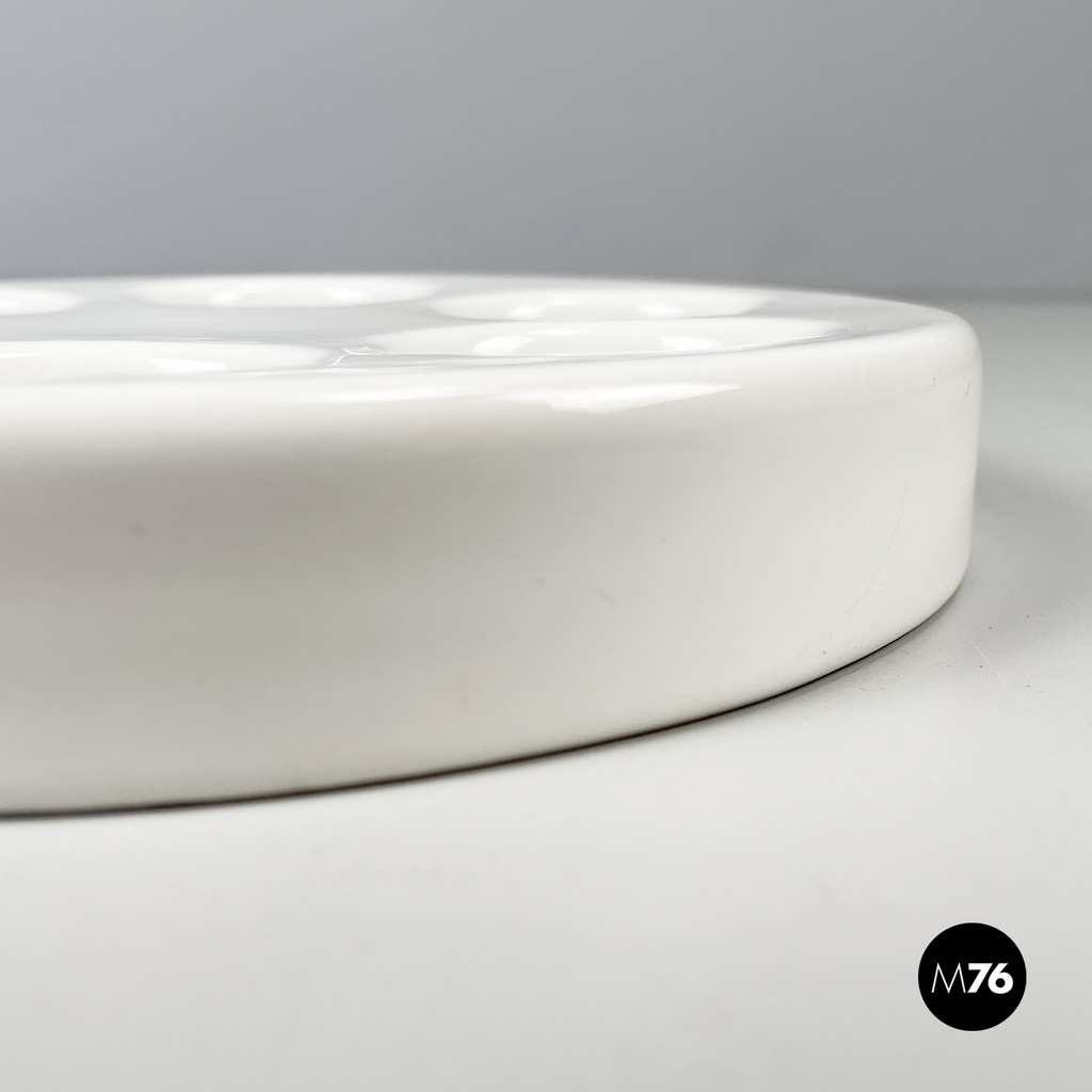 Italian mid-century modern white egg cup by Mangiarotti Fratelli Brambilla 1970s