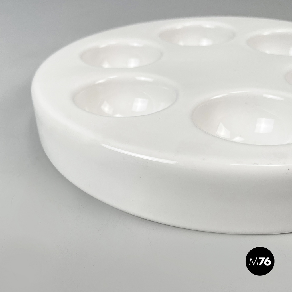 Italian mid-century modern white egg cup by Mangiarotti Fratelli Brambilla 1970s