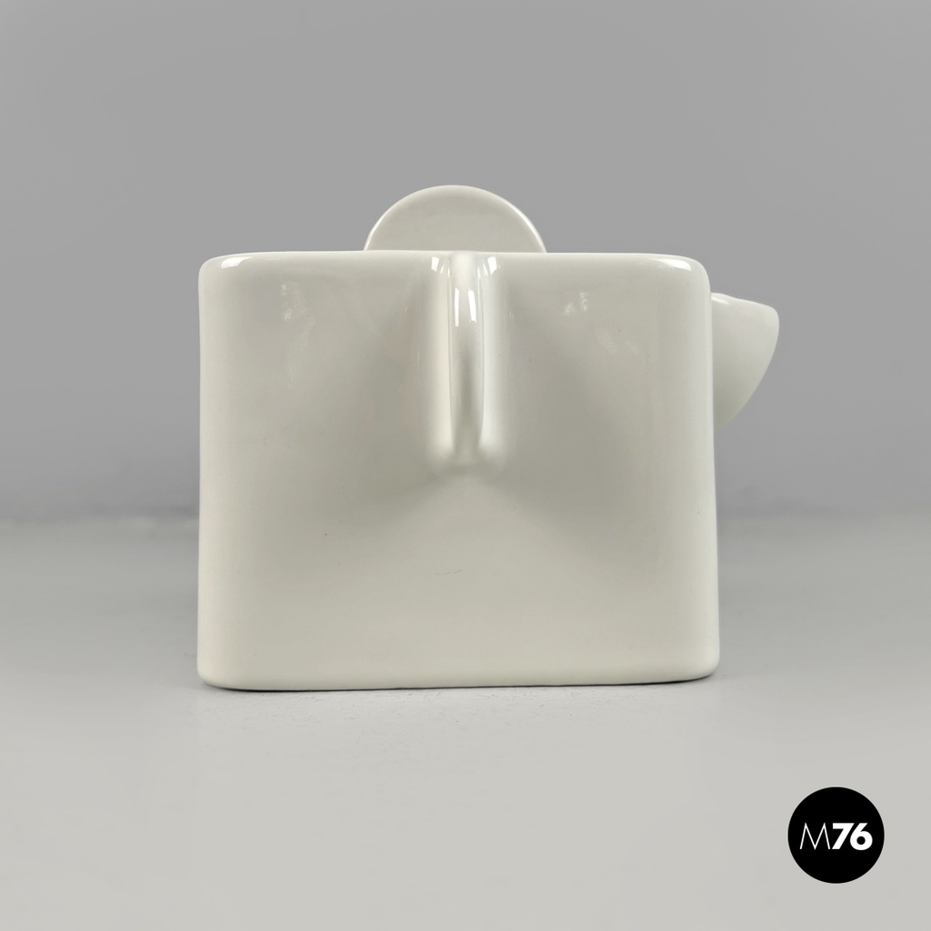 Italian modern white ceramic teapot Angelo Mangiarotti Fratelli Brambilla, 1970s