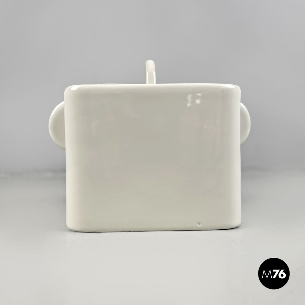 Italian modern white ceramic teapot Angelo Mangiarotti Fratelli Brambilla, 1970s