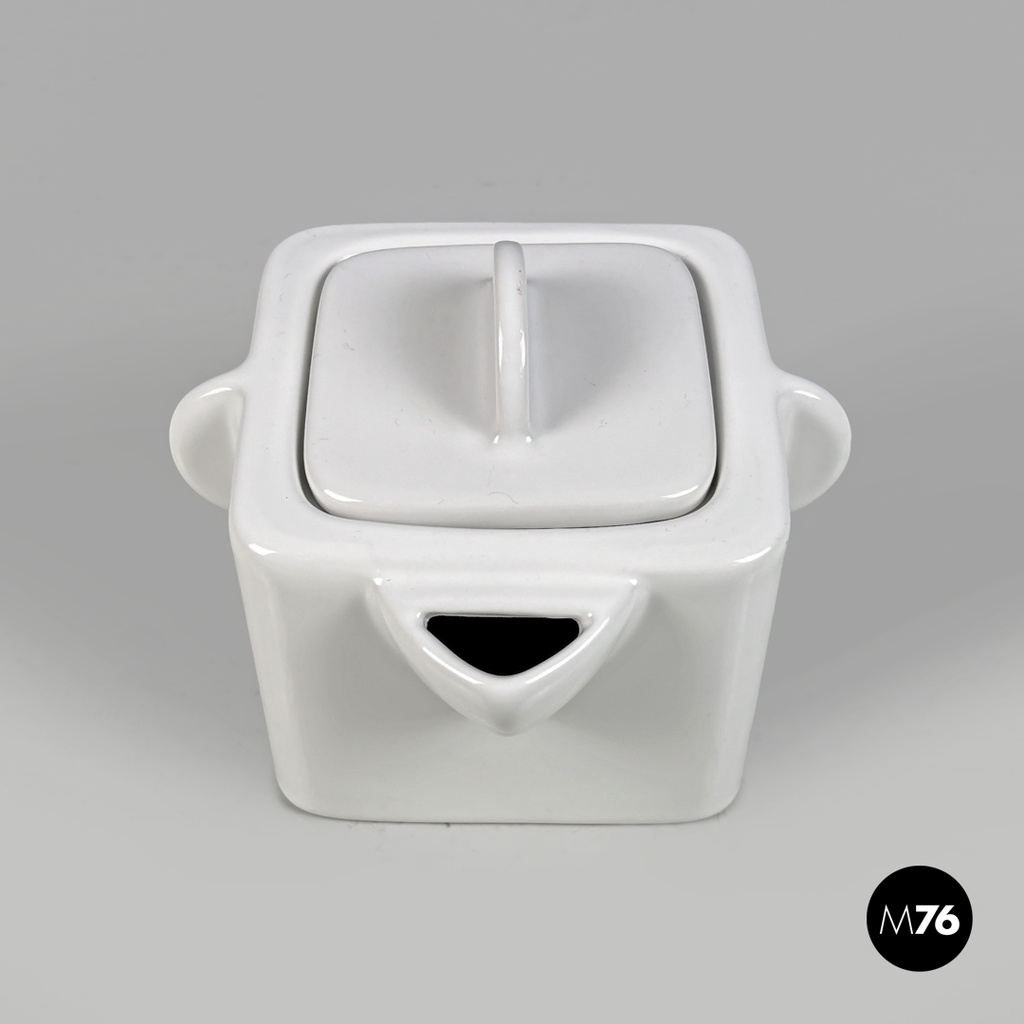 Italian modern white ceramic teapot Angelo Mangiarotti Fratelli Brambilla, 1970s