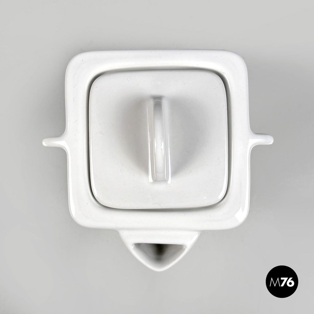 Italian modern white ceramic teapot Angelo Mangiarotti Fratelli Brambilla, 1970s
