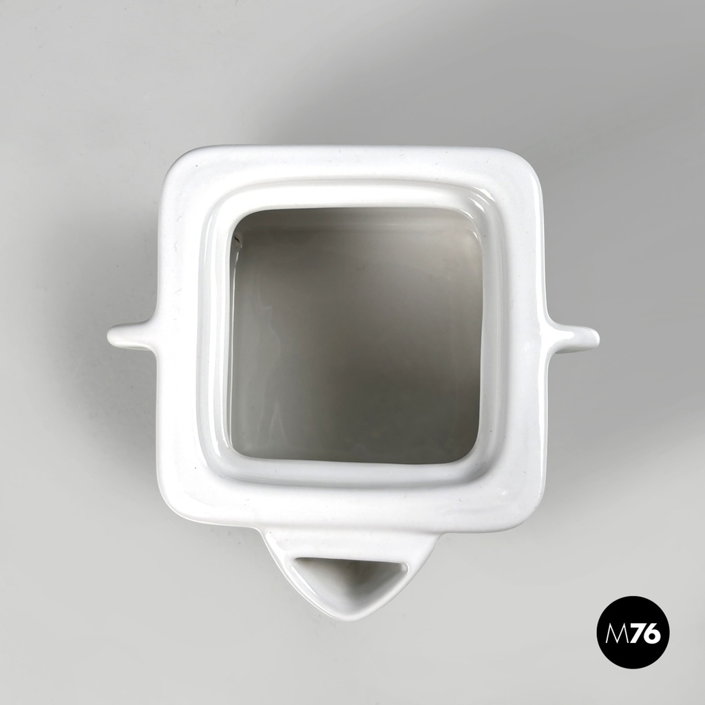 Italian modern white ceramic teapot Angelo Mangiarotti Fratelli Brambilla, 1970s