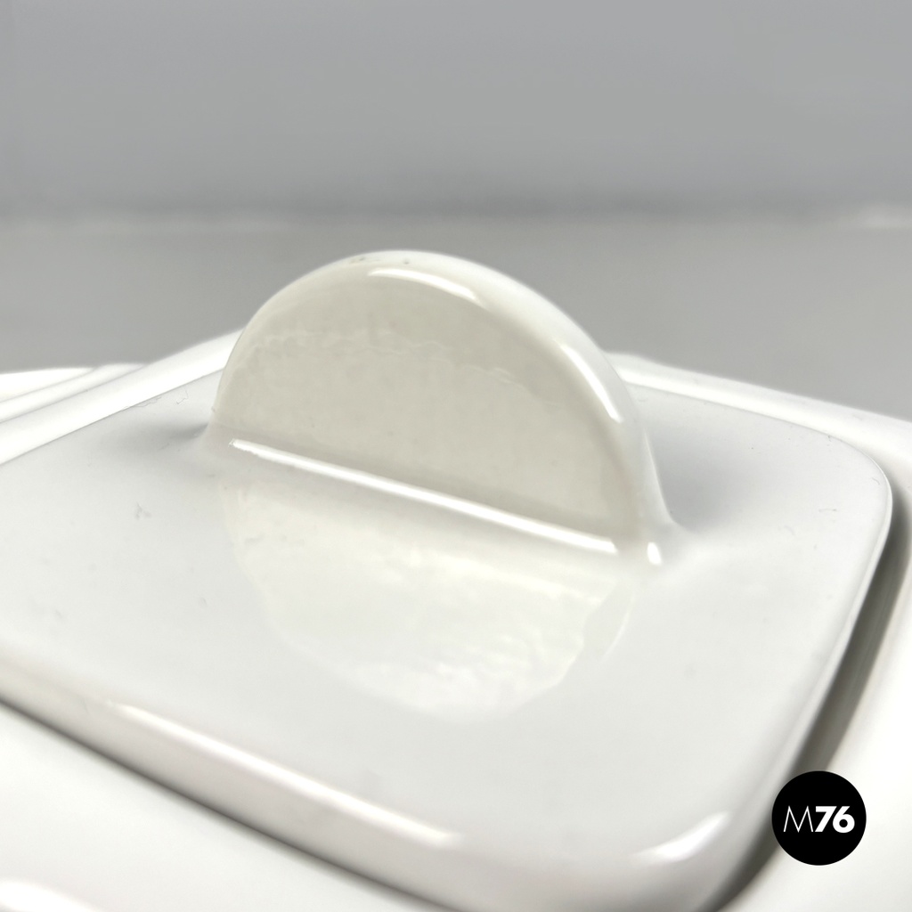 Italian modern white ceramic teapot Angelo Mangiarotti Fratelli Brambilla, 1970s