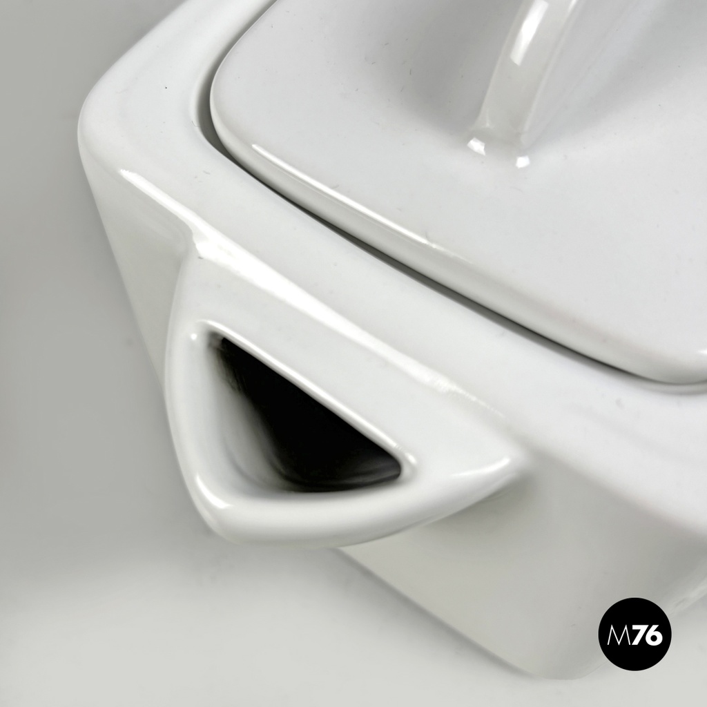 Italian modern white ceramic teapot Angelo Mangiarotti Fratelli Brambilla, 1970s