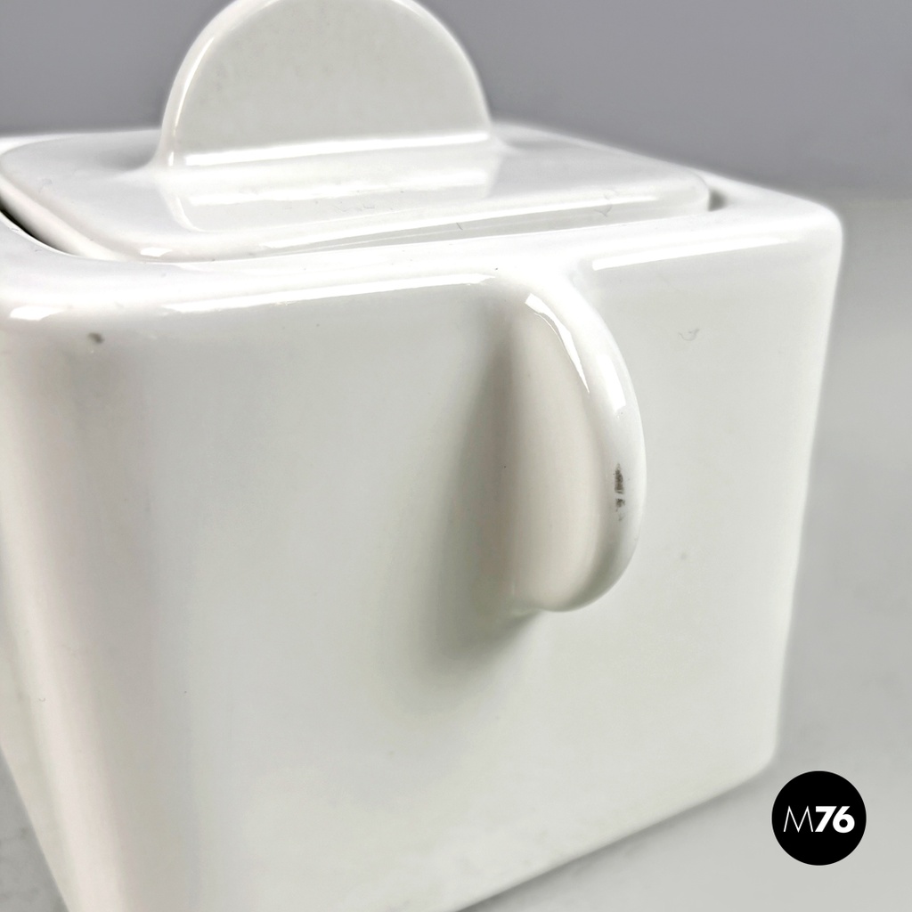 Italian modern white ceramic teapot Angelo Mangiarotti Fratelli Brambilla, 1970s