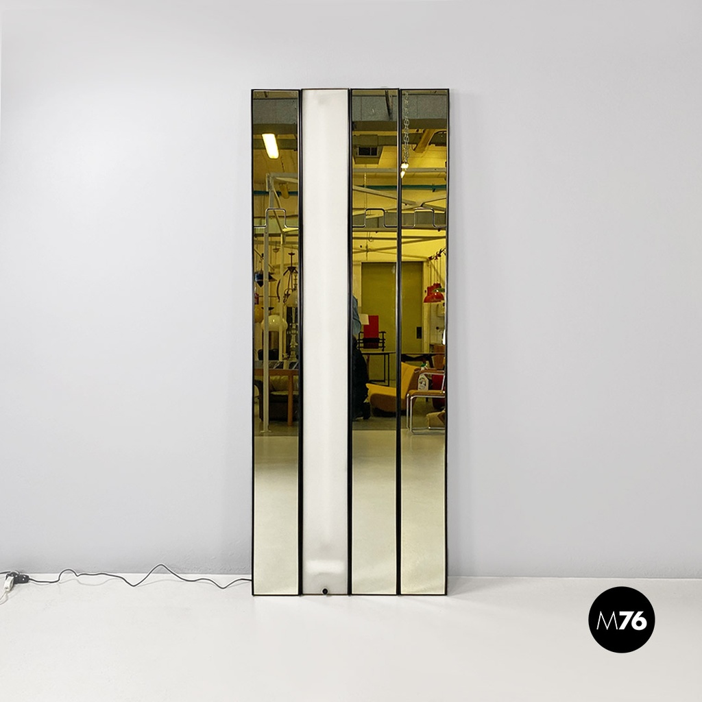 Italian modular Gronda wall mirrors and lamp, Luciano Bertoncini for Elco, 1970s