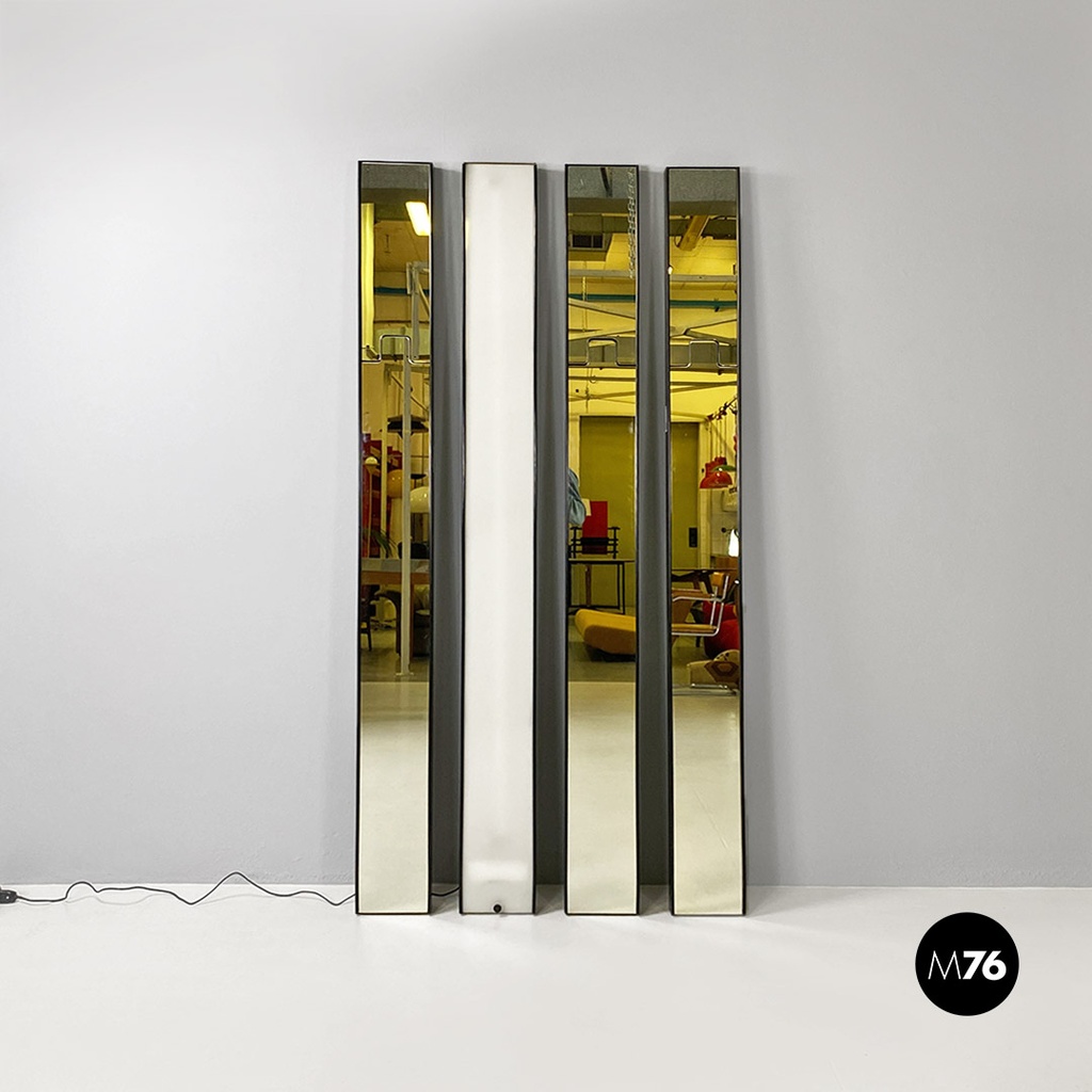 Italian modular Gronda wall mirrors and lamp, Luciano Bertoncini for Elco, 1970s