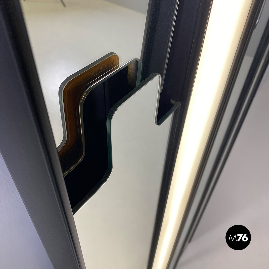 Italian modular Gronda wall mirrors and lamp, Luciano Bertoncini for Elco, 1970s