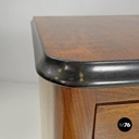 Italian Art Deco wooden dresser two drawers with glass transparent handles 1940s