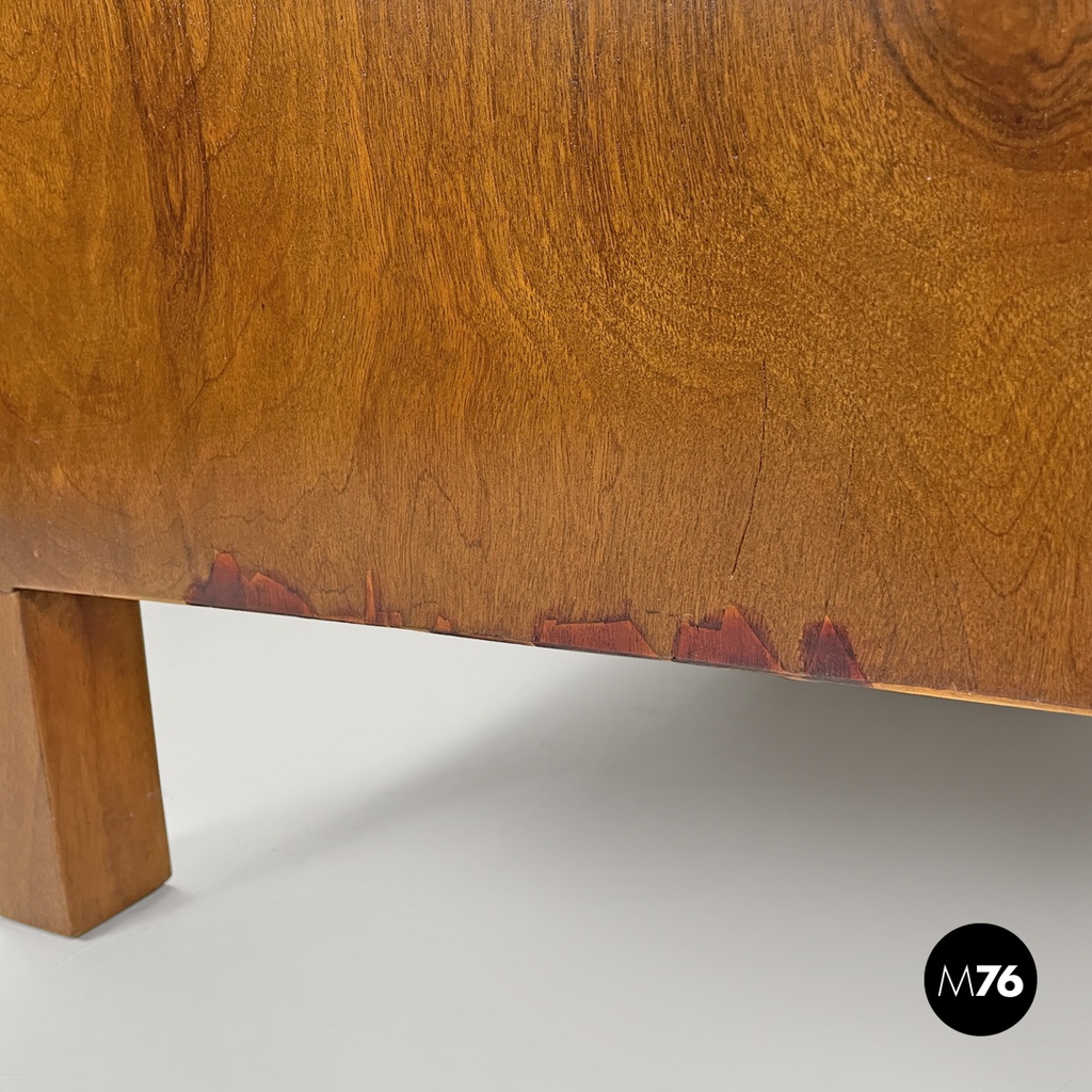 Italian Art Deco wooden dresser two drawers with glass transparent handles 1940s