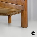 Italian Art Deco wooden dresser two drawers with glass transparent handles 1940s