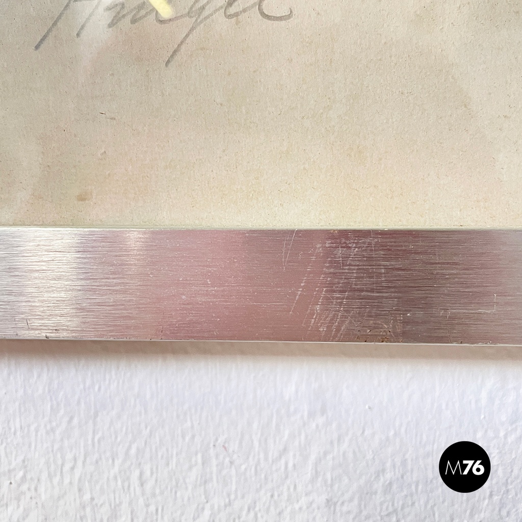 Italian modern lithographic print of winter landscape in metal frame, 1970s