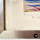 Italian modern lithographic print of winter landscape in metal frame, 1970s