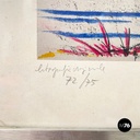 Italian modern lithographic print of winter landscape in metal frame, 1970s