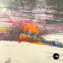 Italian modern lithographic print of winter landscape in metal frame, 1970s