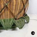 Italian modern Pineapple shape floor lamp in wicker, 1970s