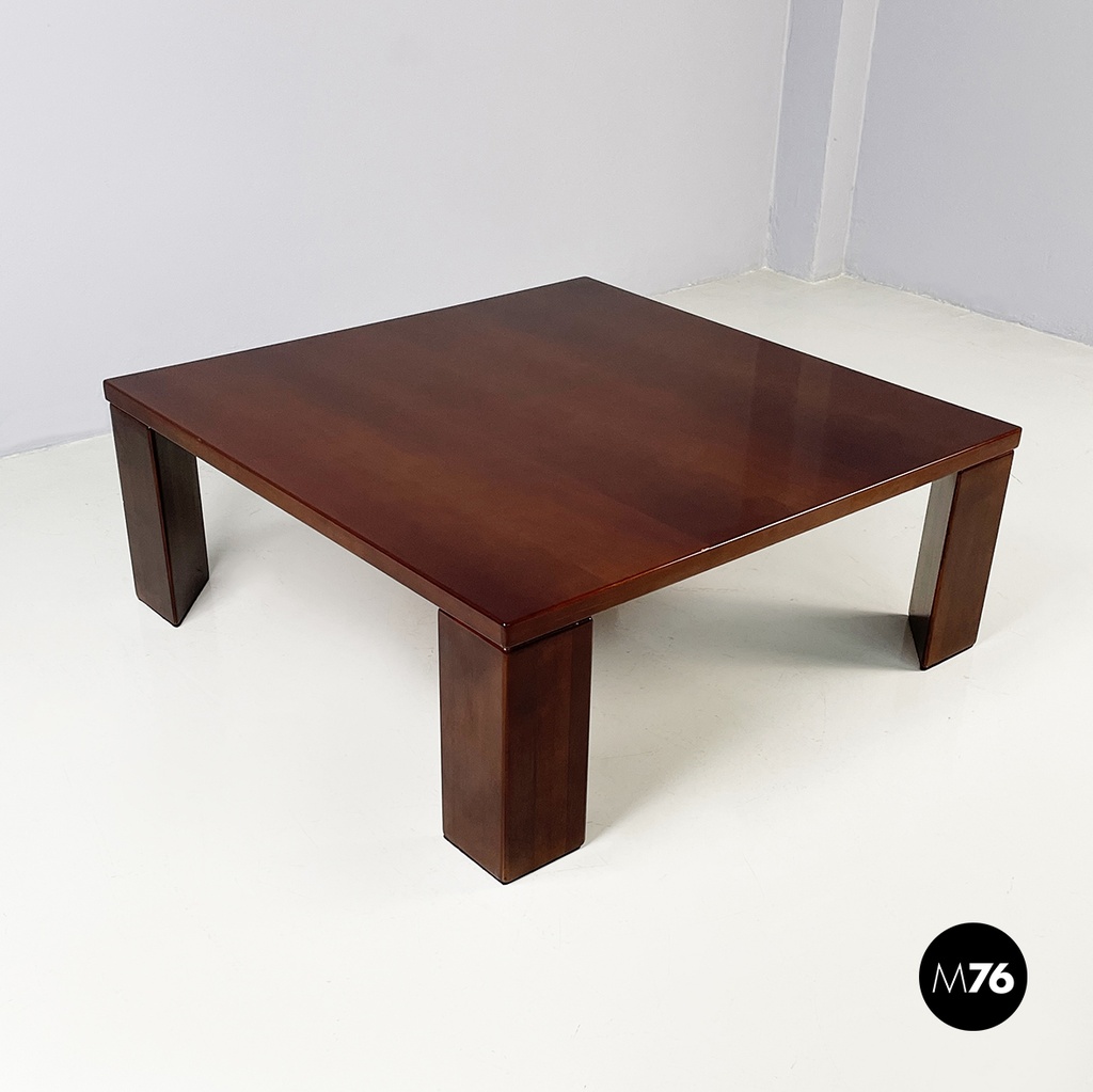 Italian modern Square coffee table in wood, 1970s