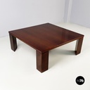 Italian modern Square coffee table in wood, 1970s