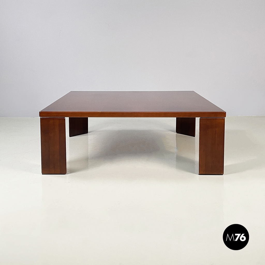 Italian modern Square coffee table in wood, 1970s