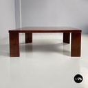 Italian modern Square coffee table in wood, 1970s