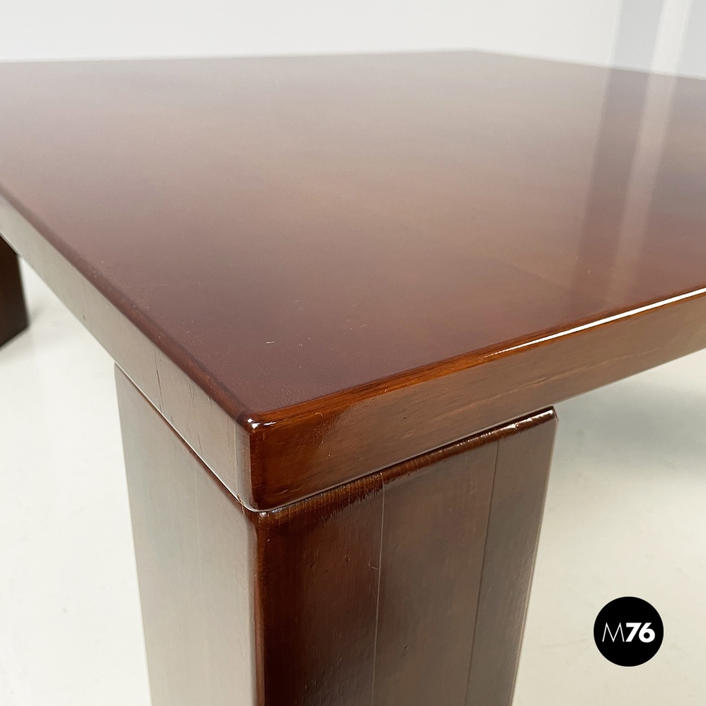 Italian modern Square coffee table in wood, 1970s