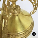 Italian liberty Chandelier in molded satin glass and brass, early 1900s
