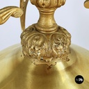 Italian liberty Chandelier in molded satin glass and brass, early 1900s