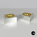 Italian modern square aluminum and brass ashtray Fratini for Gexco Italia 1970s 