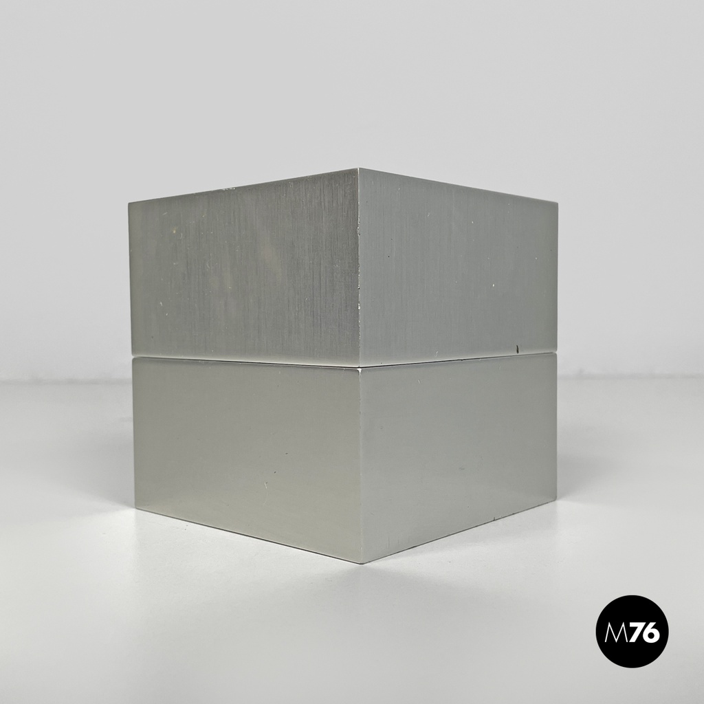 Italian modern square aluminum and brass ashtray Fratini for Gexco Italia 1970s 