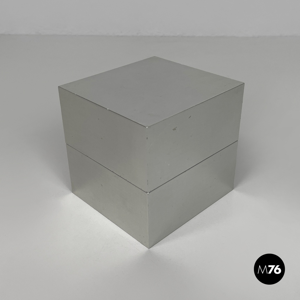 Italian modern square aluminum and brass ashtray Fratini for Gexco Italia 1970s 