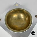 Italian modern square aluminum and brass ashtray Fratini for Gexco Italia 1970s 