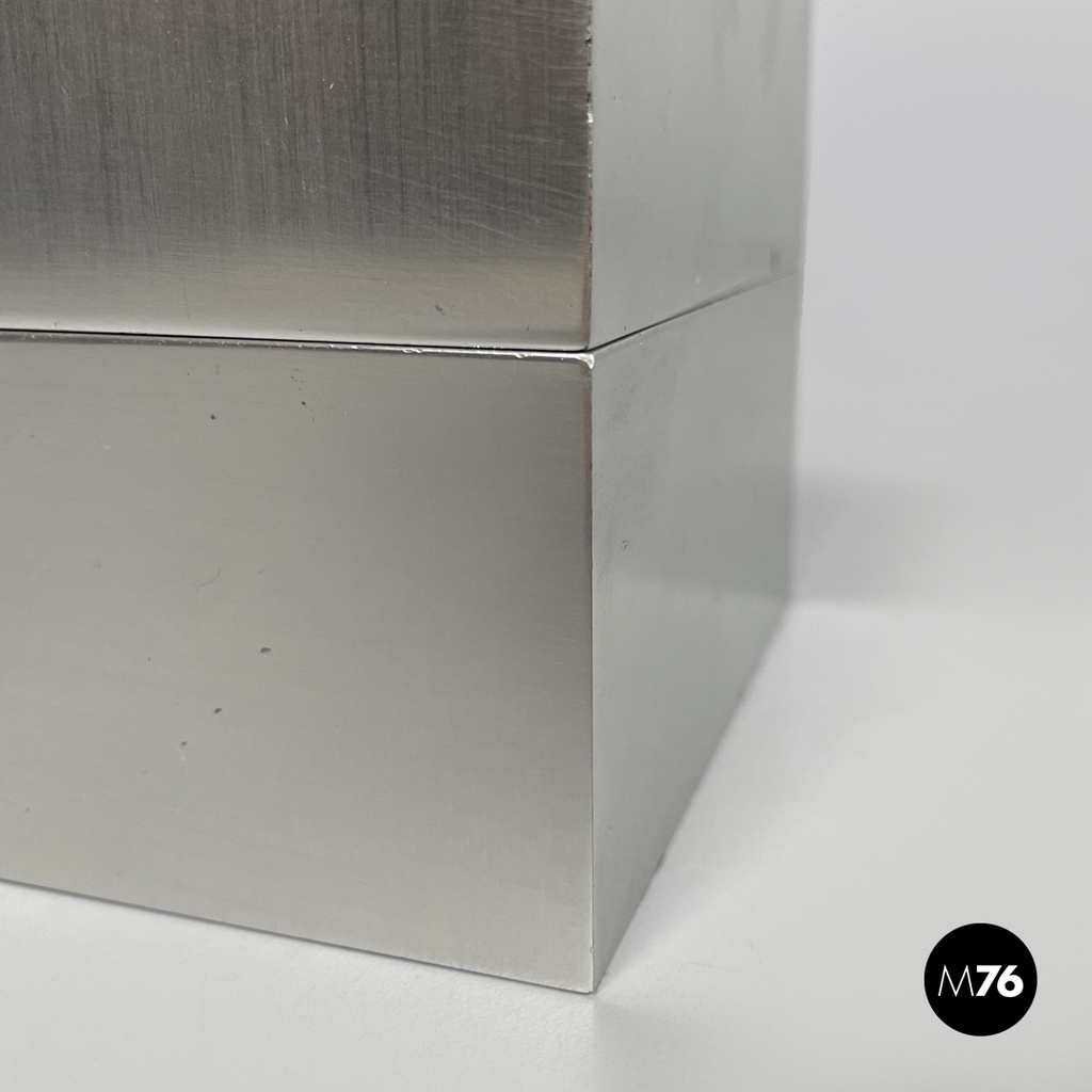 Italian modern square aluminum and brass ashtray Fratini for Gexco Italia 1970s 