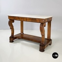 Italian Carlo X Wall console in white marble and wood, early 1800s