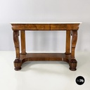 Italian Carlo X Wall console in white marble and wood, early 1800s