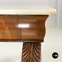 Italian Carlo X Wall console in white marble and wood, early 1800s