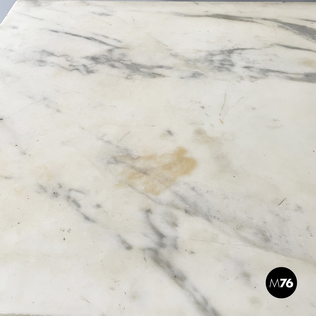 Italian Carlo X Wall console in white marble and wood, early 1800s