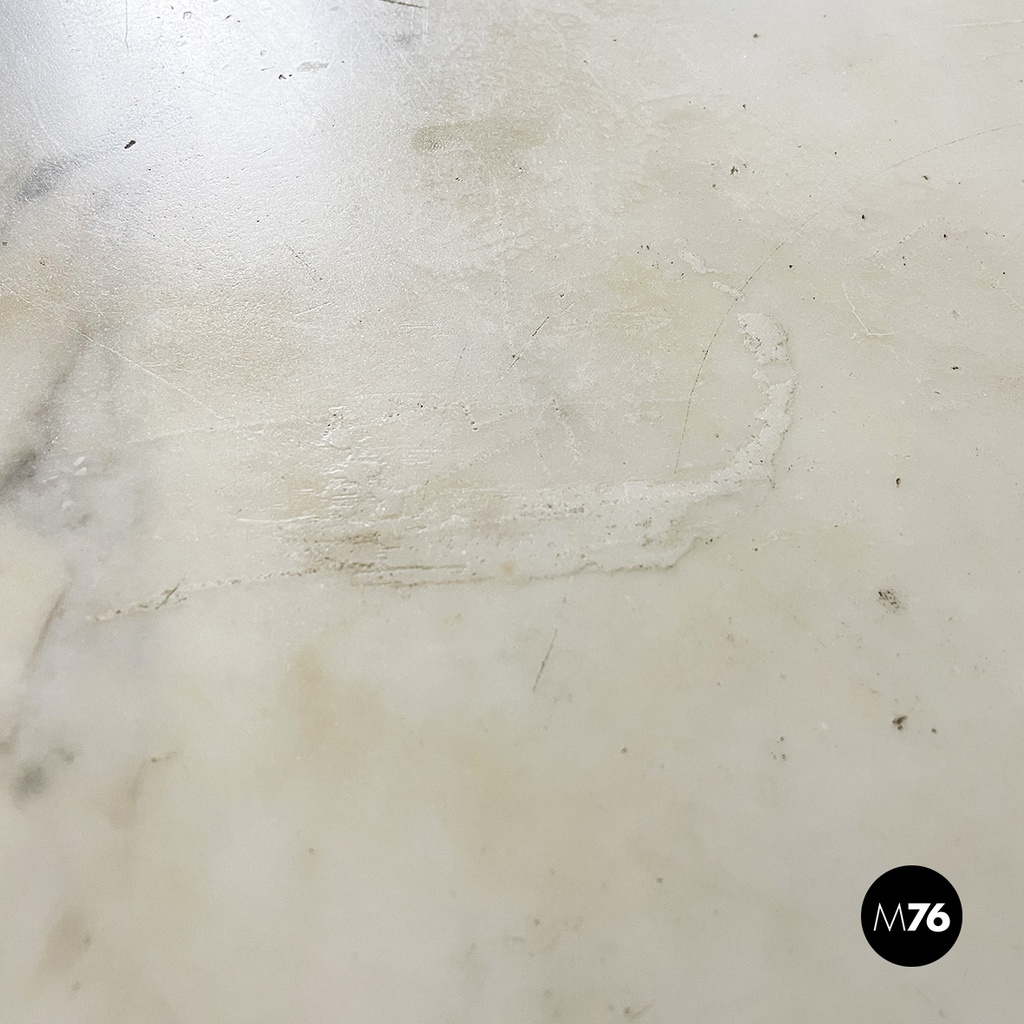 Italian Carlo X Wall console in white marble and wood, early 1800s