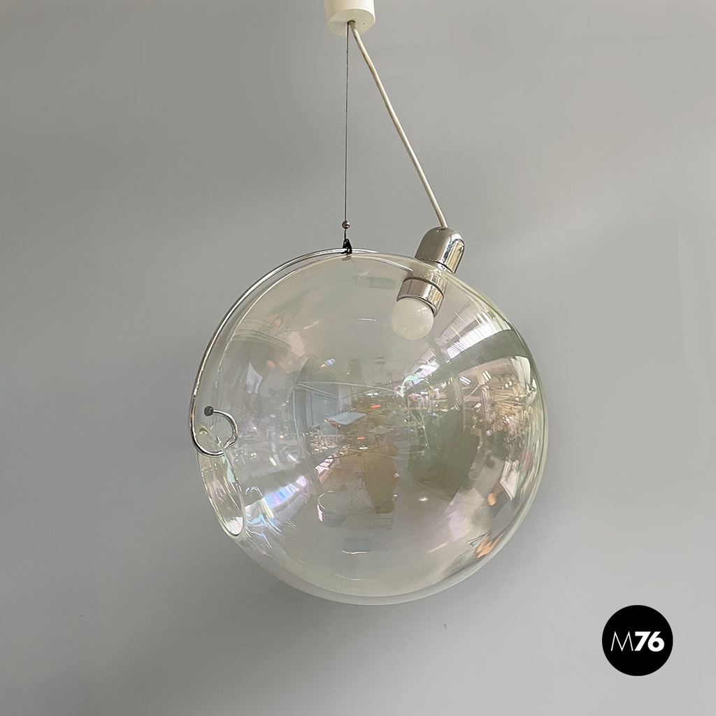 Italian space age iridescent glass chandelier Sona by Carlo Nason Lumenform 1970