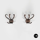 Italian mid-century modern curled wooden wall coat hangers by Italcomma, 1960s
