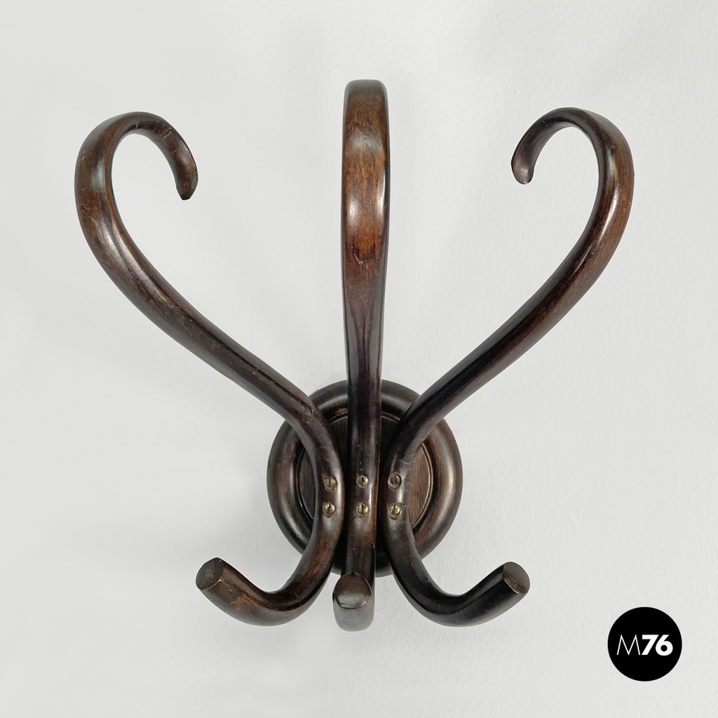 Italian mid-century modern curled wooden wall coat hangers by Italcomma, 1960s