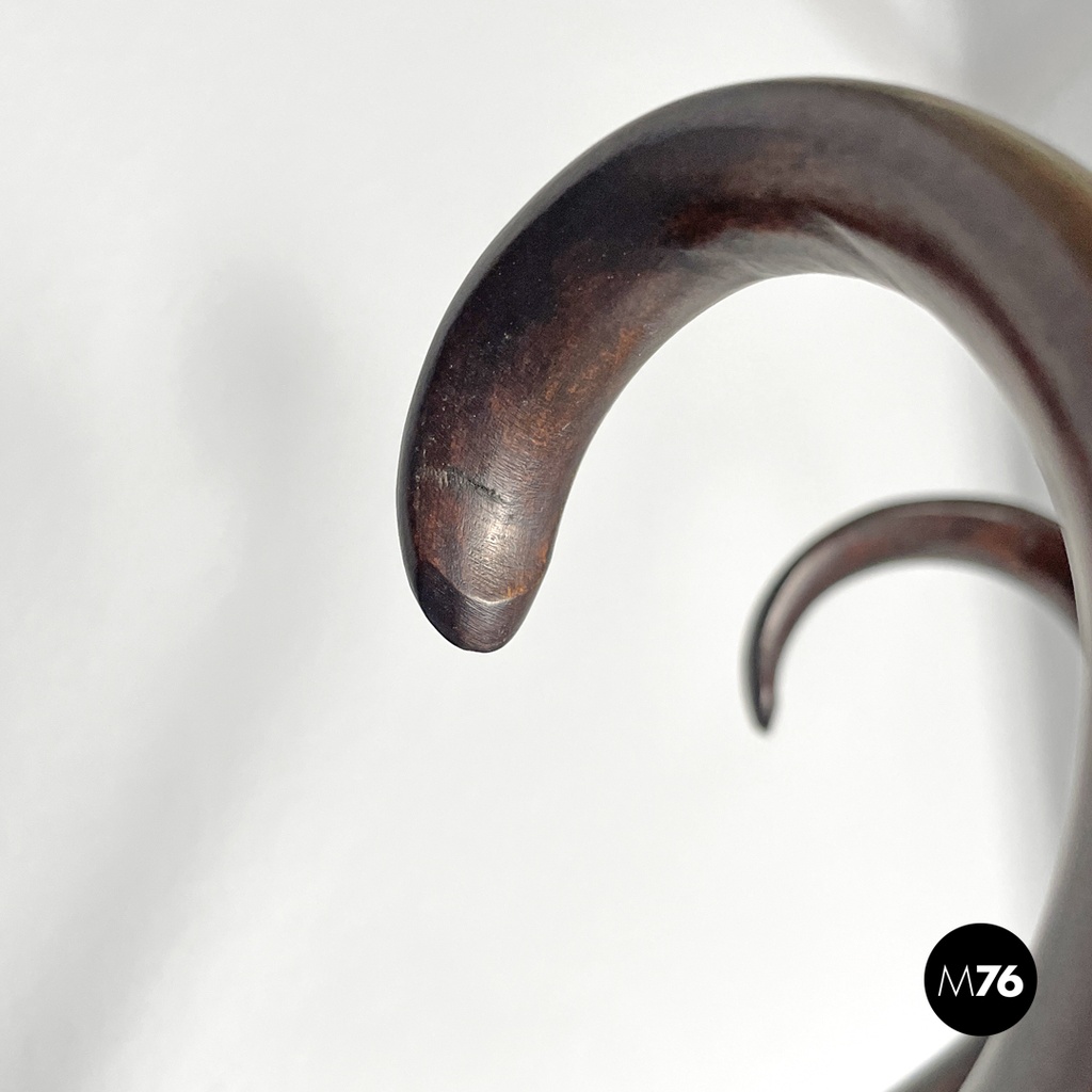 Italian mid-century modern curled wooden wall coat hangers by Italcomma, 1960s