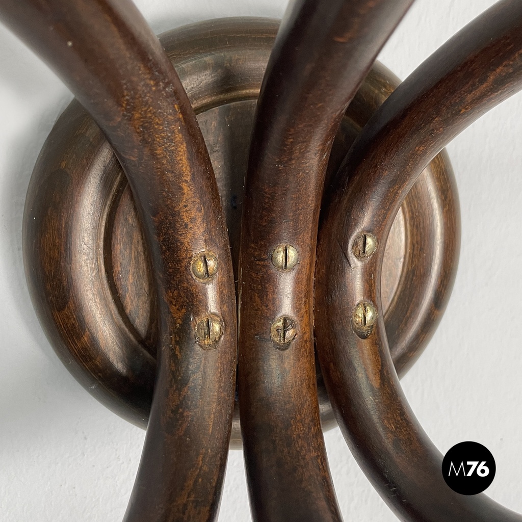 Italian mid-century modern curled wooden wall coat hangers by Italcomma, 1960s