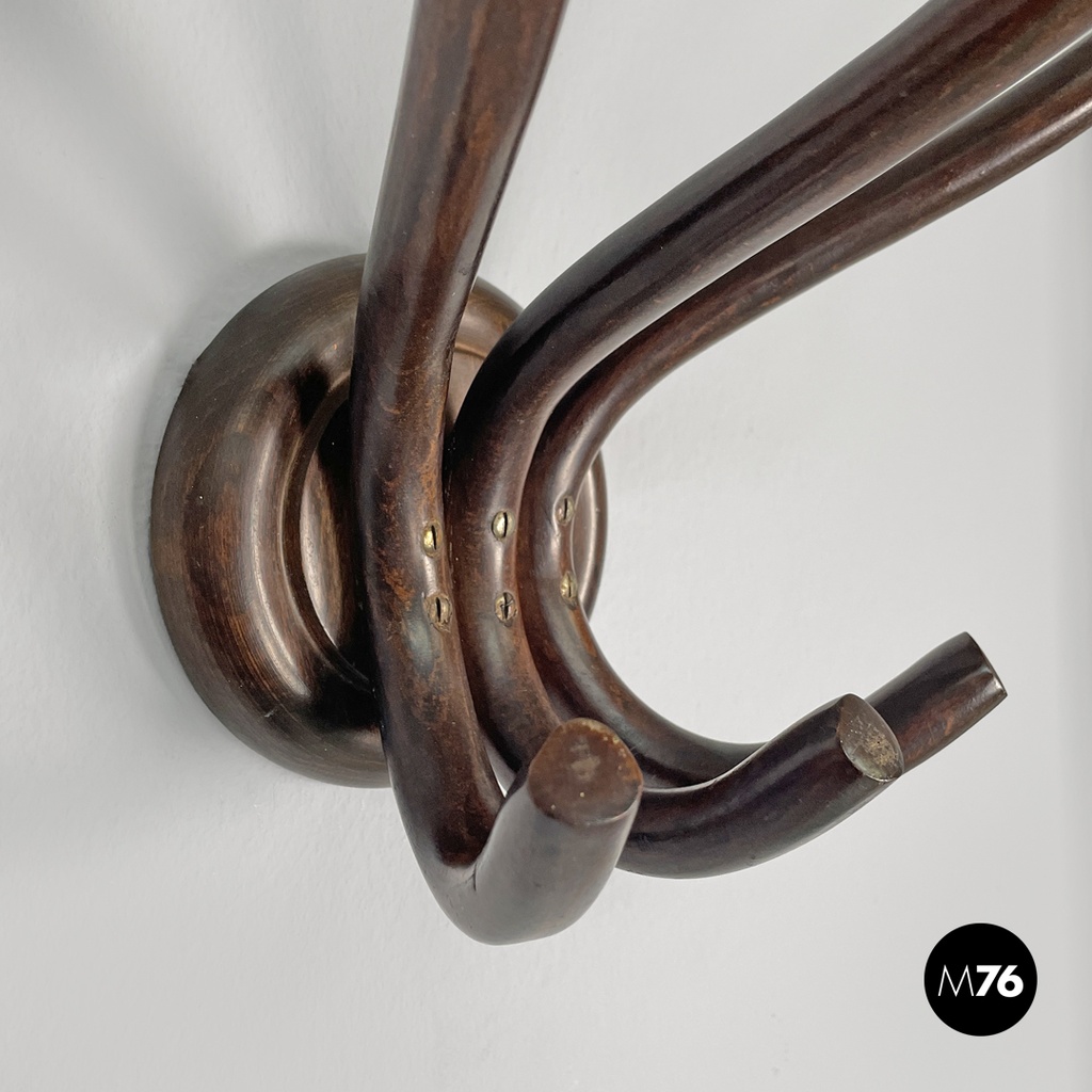 Italian mid-century modern curled wooden wall coat hangers by Italcomma, 1960s