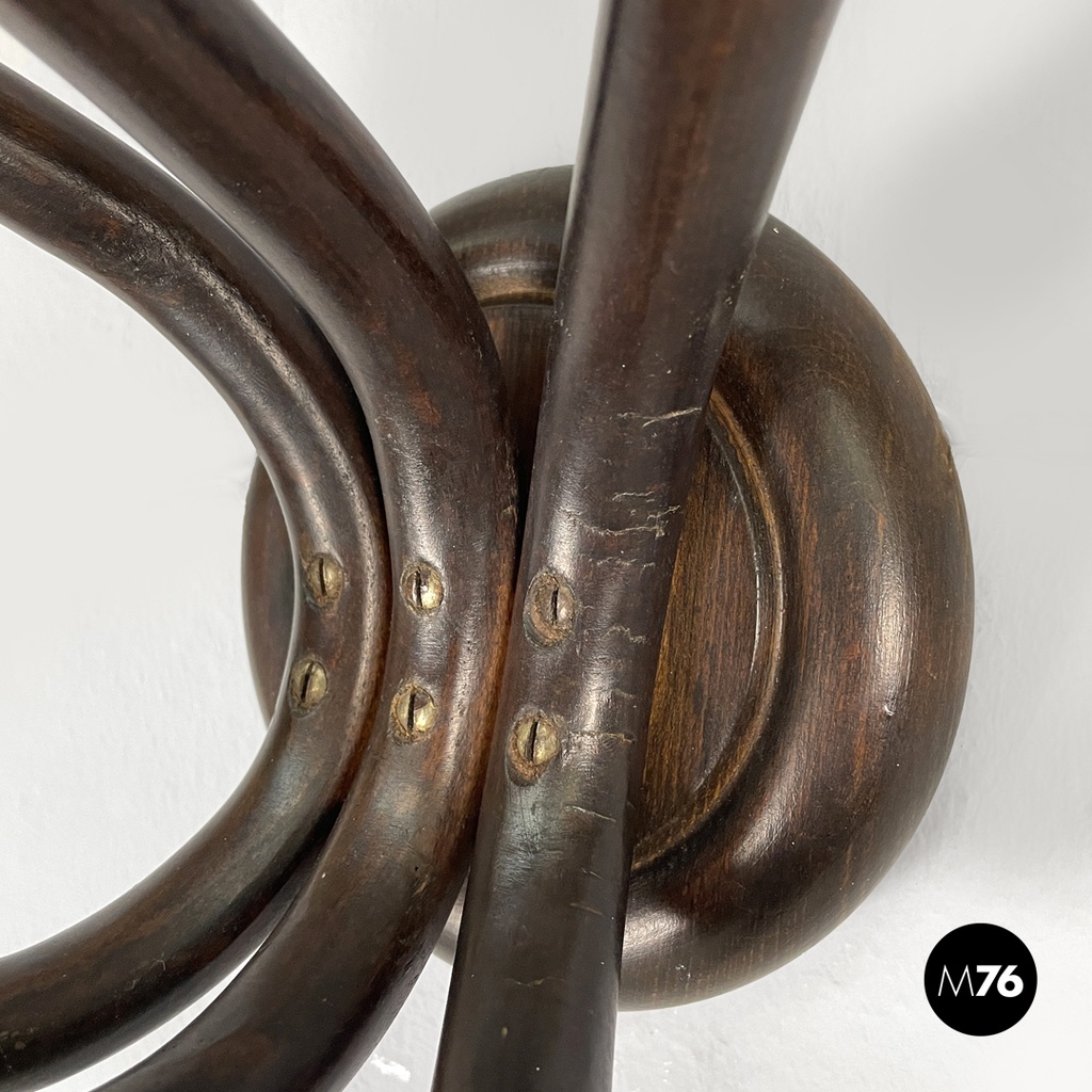 Italian mid-century modern curled wooden wall coat hangers by Italcomma, 1960s