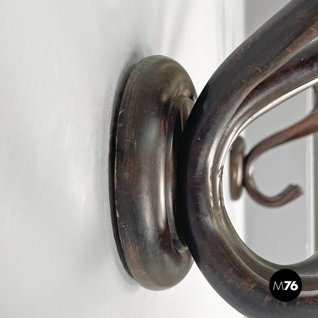 Italian mid-century modern curled wooden wall coat hangers by Italcomma, 1960s